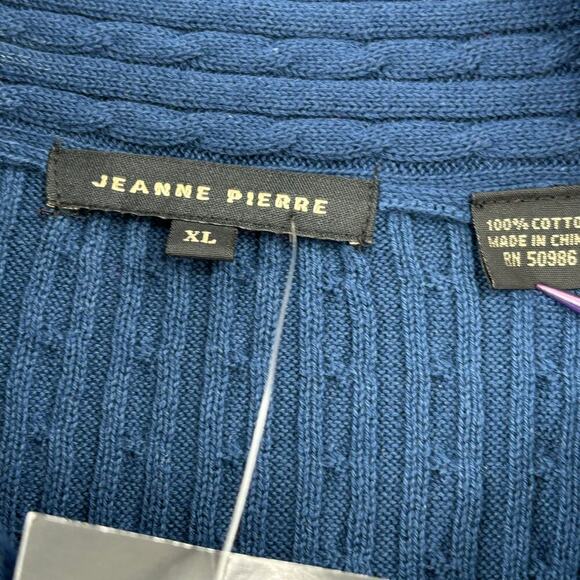 Jeanne Pierre Pullover Sweater Cable Ribbed Knit Cotton Blue Ridge Women's XL - Picture 4 of 8